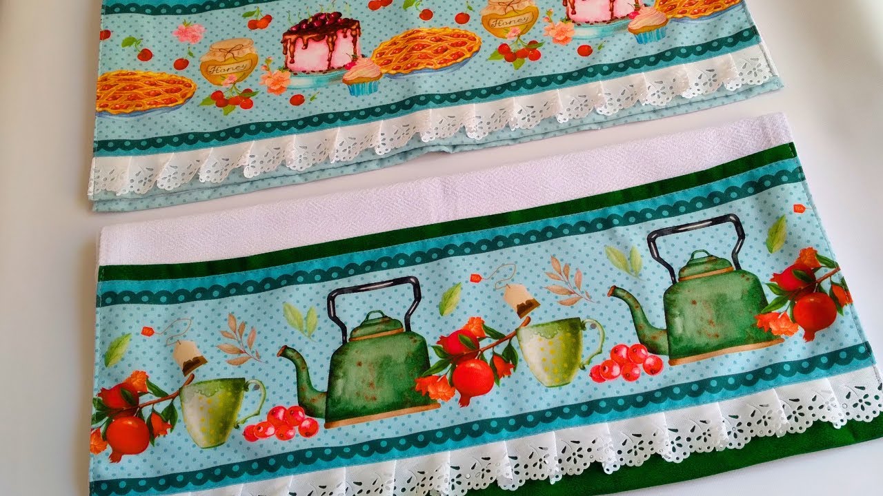 Barrado no pano de prato com babado🌸Lindo e fácil de fazer 🌹