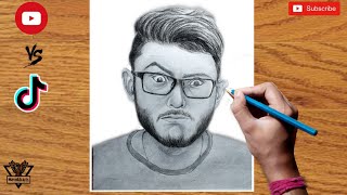 Carry Minati portrait drawing with graphite pencil | YouTube VS Tiktok | Mayukh Arts