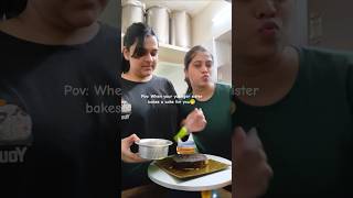 Younger sister baked a cake for me🤭 See how time flies🥹💓 #baking #funny #shorts #sisters
