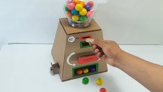 DIY: como HACER maquina de DULCES bomba de MONEDAS sin motor de cartón