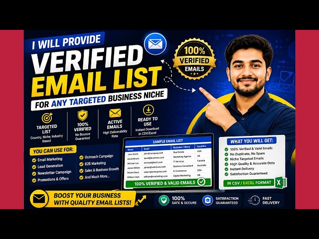 I Will Provide Verified Email List For Any Targeted Business Niche