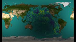 Simulation of an asteroid impact in the North Pacific Ocean, 2D representation