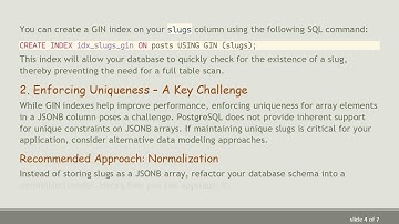 How to Effectively Handle JSONB Array Indexing and Uniqueness in PostgreSQL