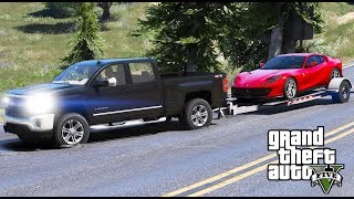 ANOTHER DAY AT WORK #14 GTA 5 REAL LIFE MOD CHEVY SILVERADO TRAILER CARRYING A FERRARI 812 SUPERFAST