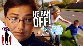 Rude Kid runs off next to dangerous street! | Supernanny US