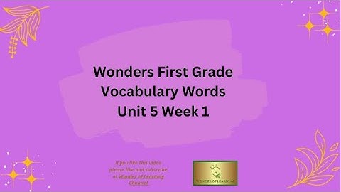 First Grade Unit 5 Week 1 Vocabulary1