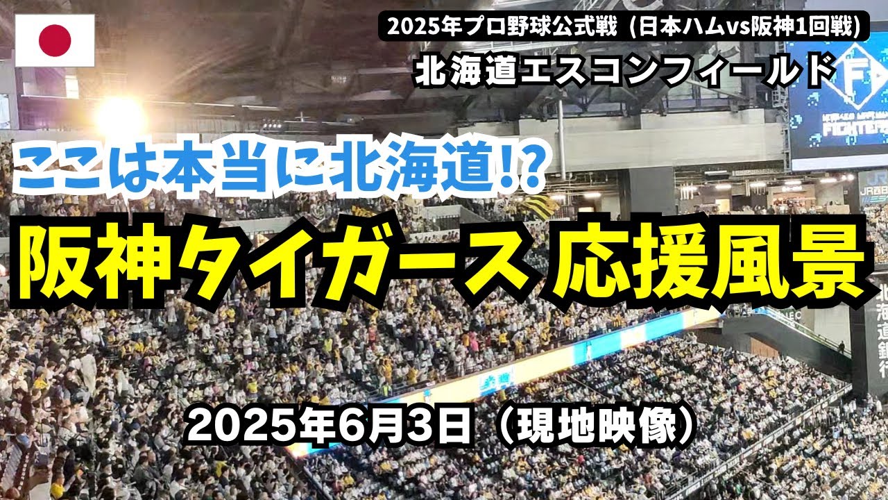 ここは本当に北海道!? エスコンフィールドでの阪神タイガースの応援風景（「チャンス襲来」「六甲おろし（大山悠輔のホームラン後）」「チャンスわっしょい」）　日本ハム対阪神1回戦 2025年6月3日