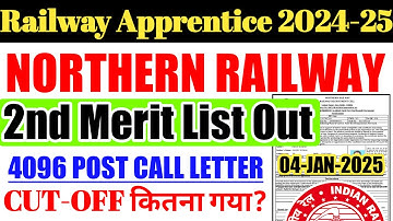 Northern Railway Apprentice 2024-25 | 2nd Merit List Call Letter Out 🔥😍 4096 Post 2nd Merit, Cutoff