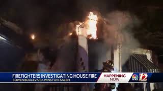 Crews battling house fire in Winston-Salem
