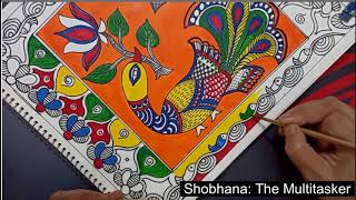 madhubani easy lotus peacock step mithila painting beginners tutorial