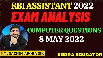 RBI ASSISTANT MAINS Exam Analysis | 8 May 2022 | RBI Assistant Computer Asked Questions |