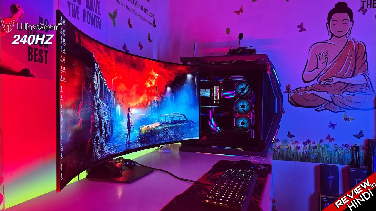 LG ultragear 45" OLED gaming monitor🔥 240hz, 800R curve monitor(45GS95QE) review full in hindi 🔥