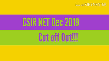 CSIR NET Dec 2019 //Cut off Marks Out ...