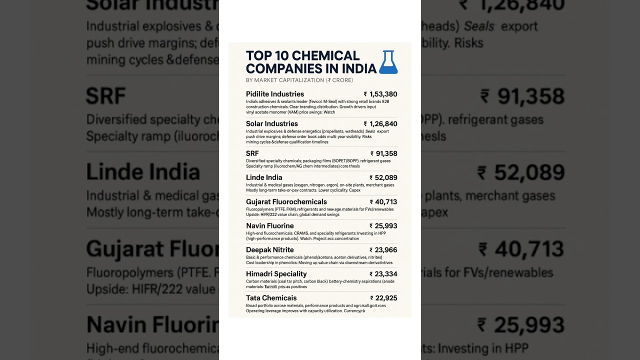 “Top Chemical Companies in India by Market Cap 💰| Future Multibaggers? | Growth With Amit” 