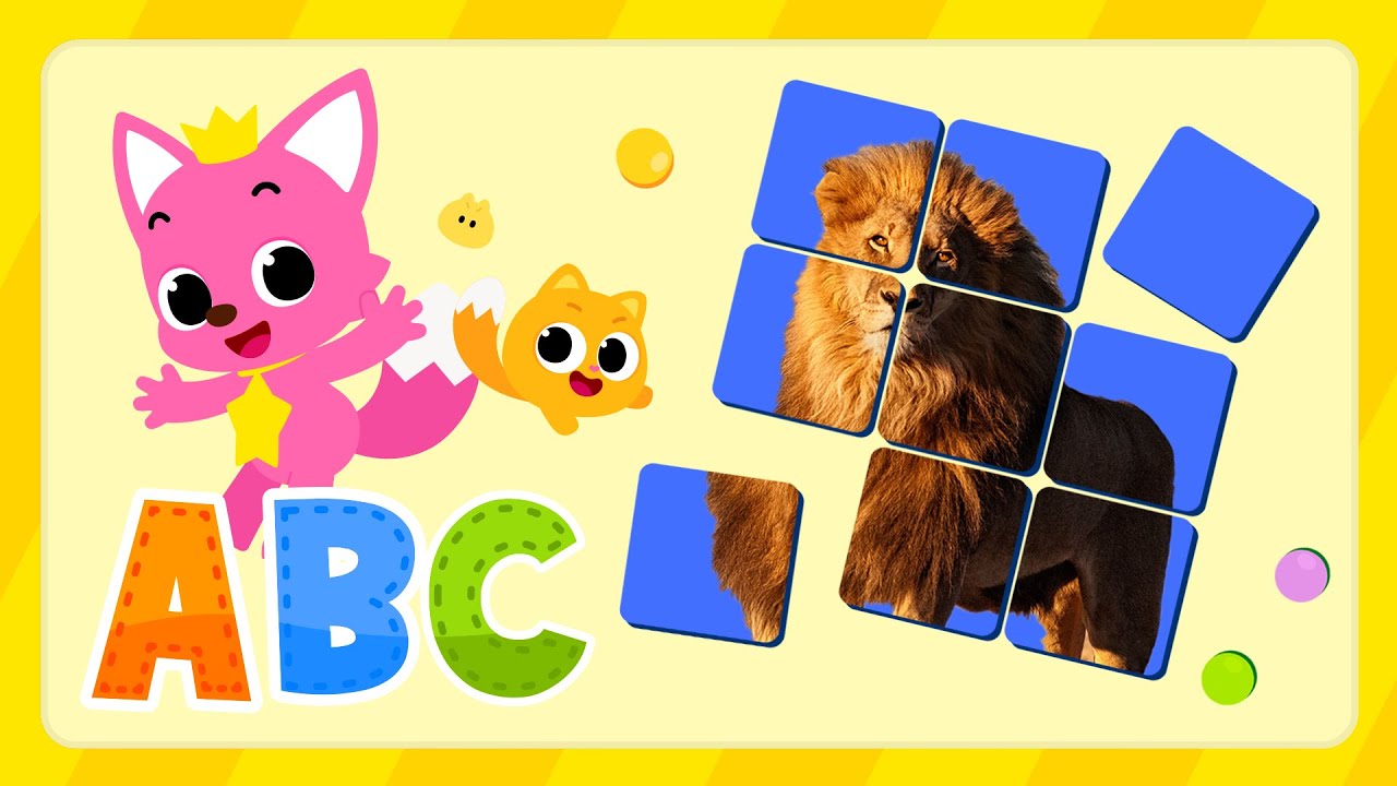 Learn Alphabets with Sliding Puzzle L Lion Pinkfong English for