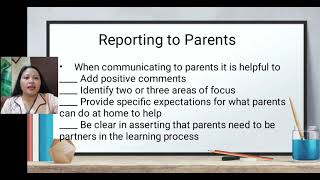 Reporting Progress to Parents by Flordelyn M. Ramirez