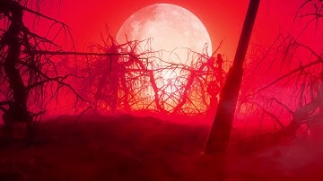 Blood Moon Swamp Graveyard Halloween 4K Animated Motion Background Wallpaper Screensaver
