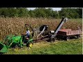 2 Row New Idea Corn Picker, John Deere 1025R. Hobby Farmer's First Crop