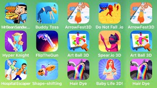 Mr Bean Sandwich, Buddy Toss, Arrow Fest 3D, DoNotFall.io, Hyper Knight, Flip The Gun, Art Ball 3D screenshot 3