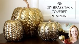 DIY Gold Thumb Tack Covered Pumpkins | MAKE
