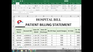 how to make hospital billing Statement  Sheet in Excel screenshot 4