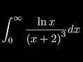 Feynman Integration Example 50 - Integral from 0 to infinity of ln(x)/(x+2)^3 dx