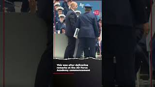President Joe Biden Falls Onstage During The Air Force Graduation Ceremony