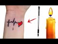 How to make Permanent tattoo at home with pen & Candle |Diy Tattoo With Pen - TIMELAPSE | How to Diy