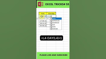 excel magic tricks 55 | get first day from any date #shorts