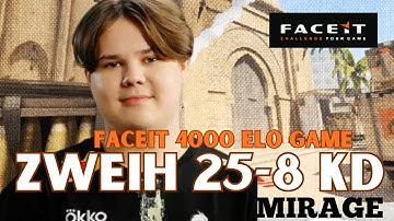 DEMO POV - ZWEIH (25-8) KD - FACEIT HIGH ELO (+4000 ELO) (Mirage) #cs2 #csgo #cs2pov #faceit #zweih