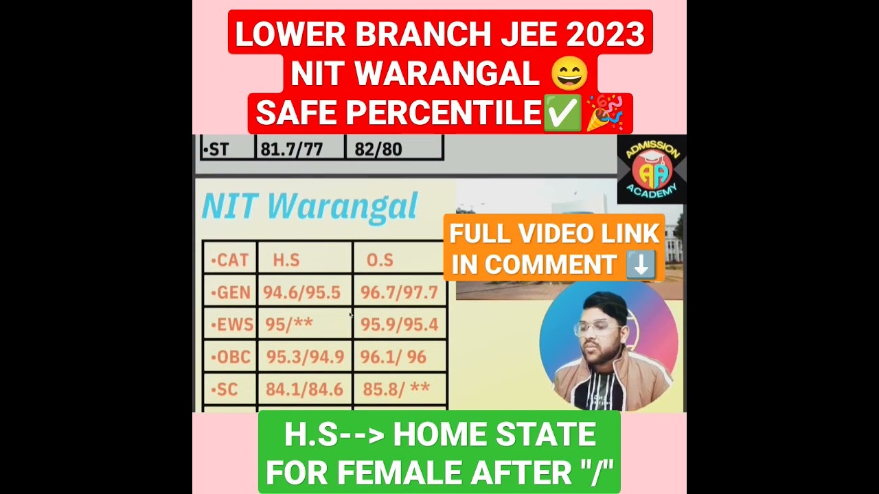Nit Warangal safe percentile for lower branch 🔴😄🎉 