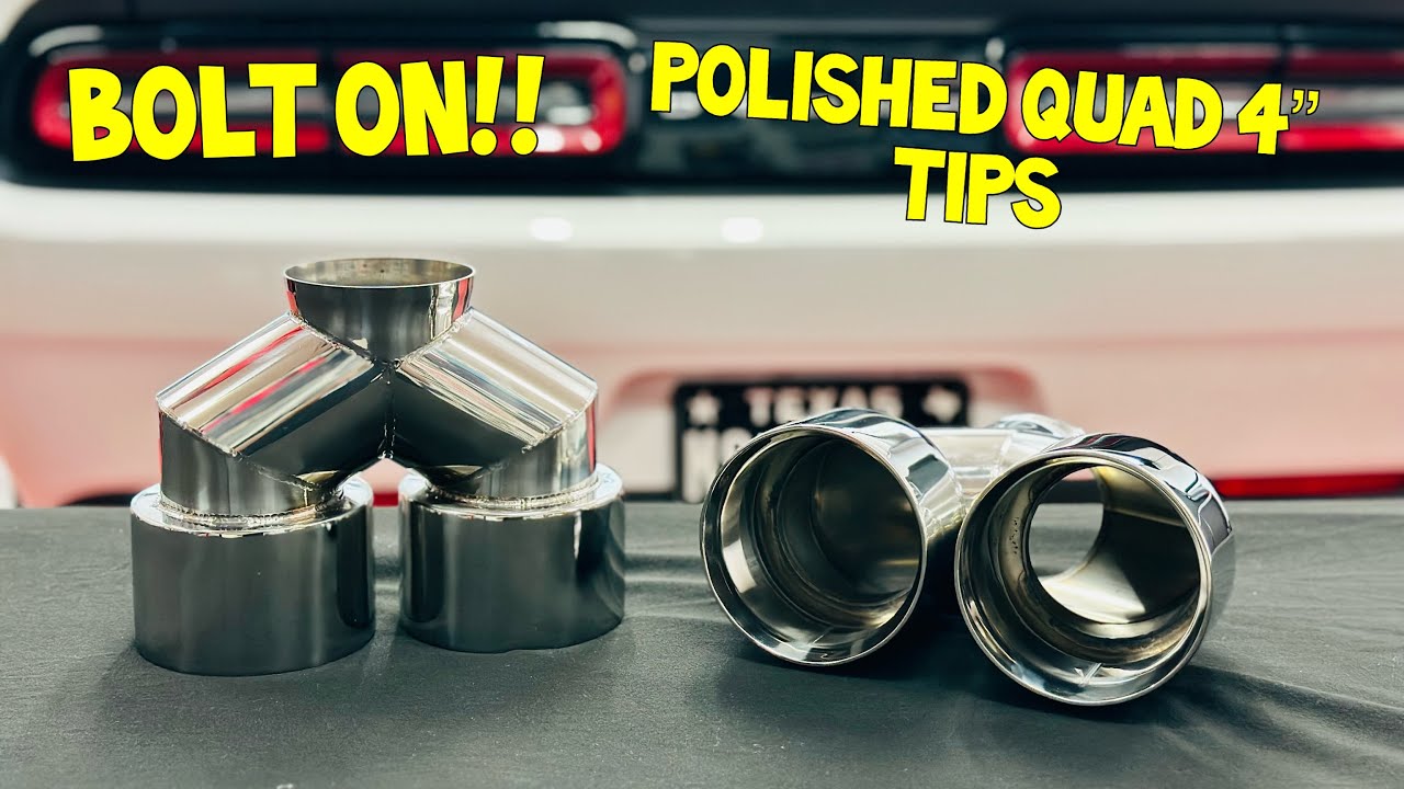 *NEW* Polished BOLT ON (no welding) exhaust tips for Dodge Challenger