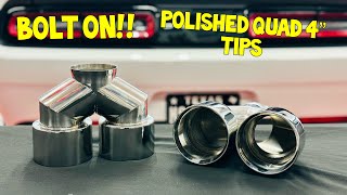 *NEW* Polished BOLT ON (no welding) exhaust tips for Dodge Challenger from Raccoon Performance!