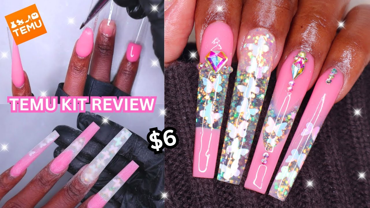 ✨TRYING A $6 POLYGEL KIT FROM TEMU! | Color Block Polygel Nail Tutorial