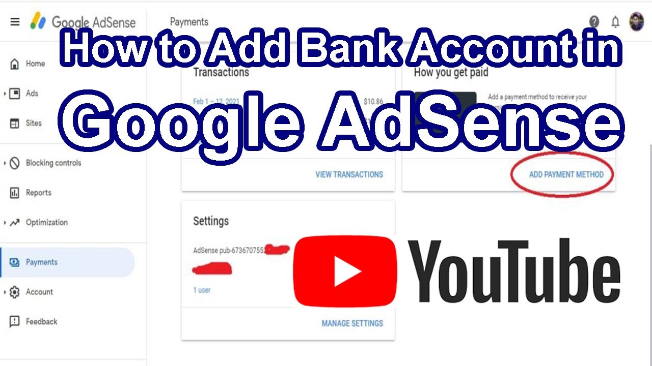 How to Add Bank Account in Google Adsense | How to Add Payment Method ...