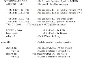 PIC 18F INTERFACE WITH LED,RELAY AND BUZZER