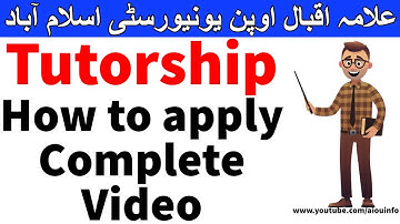 how to apply aiou tutorship 2022 Online Allama Iqbal Open University | AIOU INFO