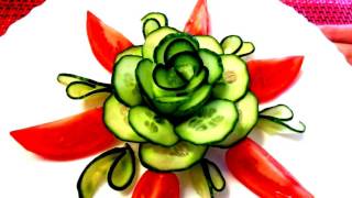 HOW TO MAKE CUCUMBER FLOWER - CARROT ROSE - ART IN CUCUMBER DESIGN GARNISH & VEGETABLE CARVING HOW TO MAKE CUCUMBER FLOWER - CARROT ROSE - ART IN CUCUMBER DESIGN GARNISH & VEGETABLE CARVING