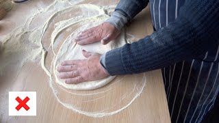 How to avoid. Stretching thin Pizza Base at the middle? Reason, tips, and tricks, with Massimo