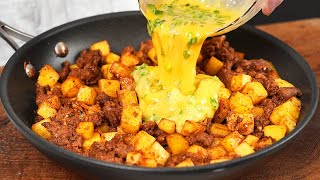 I have never eaten so deliciously! Potato eggs and ground beef! Quick and easy recipe!