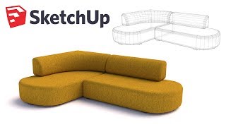 Living room Sofa 3D modeling  Sketchup tutorial timelapse