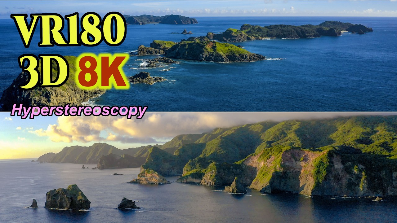 [ 8K 3D VR180 ] 超立体視3D空撮：小笠原諸島・母島（横移動時間差立体視3D-空撮）Haha-jima and surrounding islands
