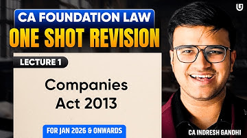 Companies Act 2013 CA Foundation Law One shot Revision Jan 26 & Onwards | Indresh Gandhi | ICAI CA