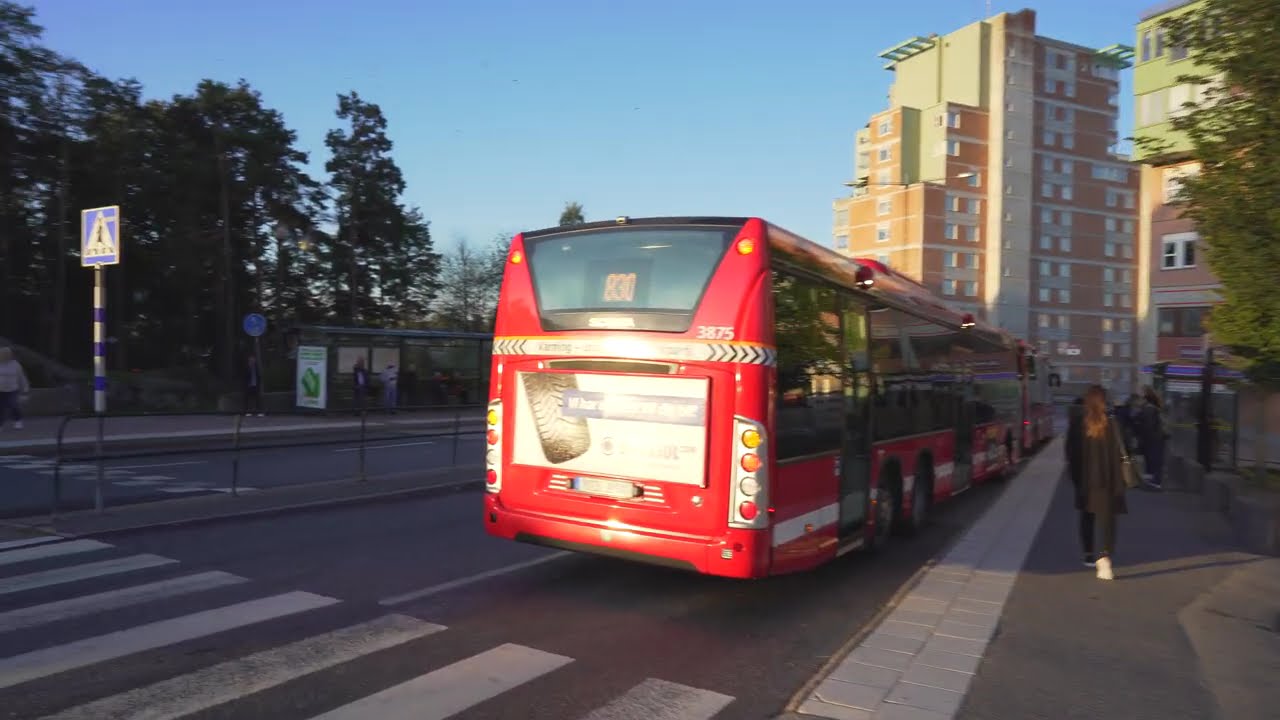 Sweden, Stockholm, bus 840 ride from Trollbäckens centrum to Haninge centrum
