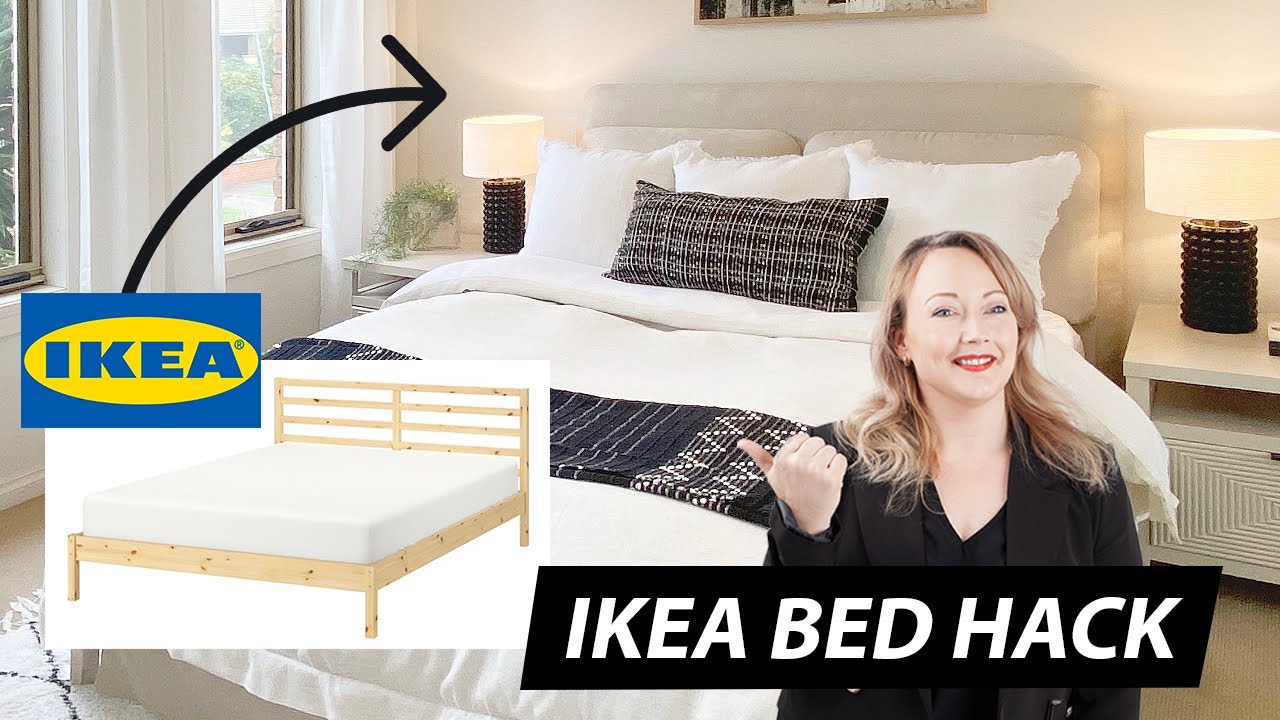 IKEA HACK: Ikea Bed Makeover to look luxe! DIY upholstered headboard ...