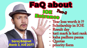 FaQ about IOE Entrance: Rank to mark, quota, student in shift, result when, Year loss? Saroj Basnet
