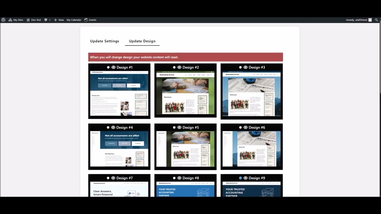 Changing website design with easy edit