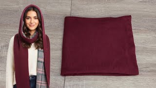 خياطة شال شتوي اللي عامل ضجة😍/DIY Cozy Winter Scarf