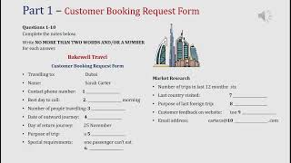 IELTS listening actual test Part 1: Customer booking form (answer+ transcript)