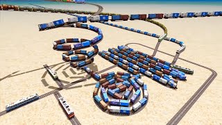 SIX HEAVY GOODS TRAIN VS GIANT SPIRAL 🐍 LOOP OVERLAP FLYOVER TRAIN SIMULATOR 